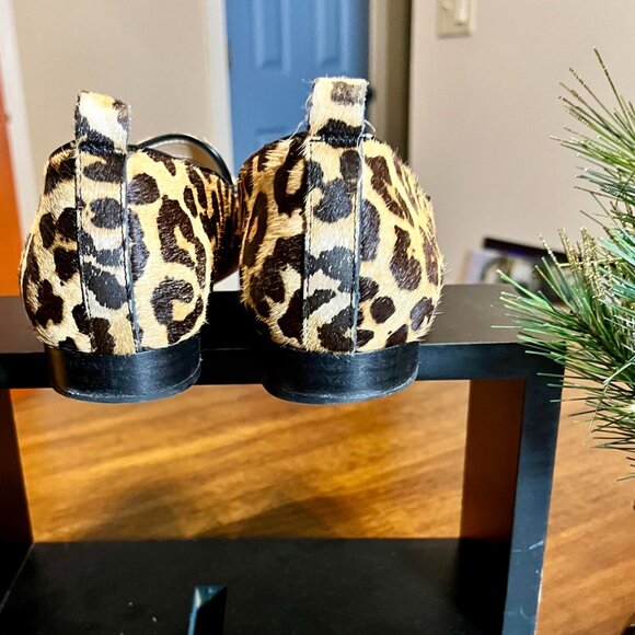 Franco Sarto Leopard Print Calf Hair Leather Loafers Pointed Toes Size 8.5 - Picture 5 of 7